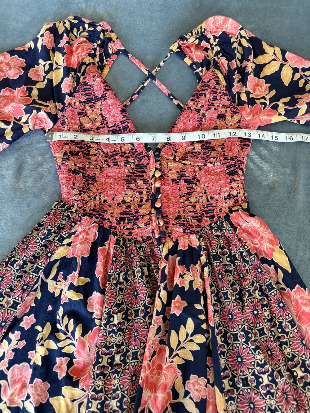 NWT Free People A New Way Floral Button-Front in Navy and Pink Maxi Dress SizeXL - Picture 17 of 17